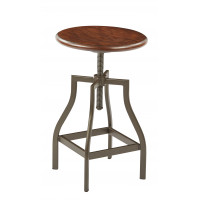 OSP Home Furnishings SLVNS344-PTWA Sullivan Height Adjustable Stool with Pewter & Walnut Finish